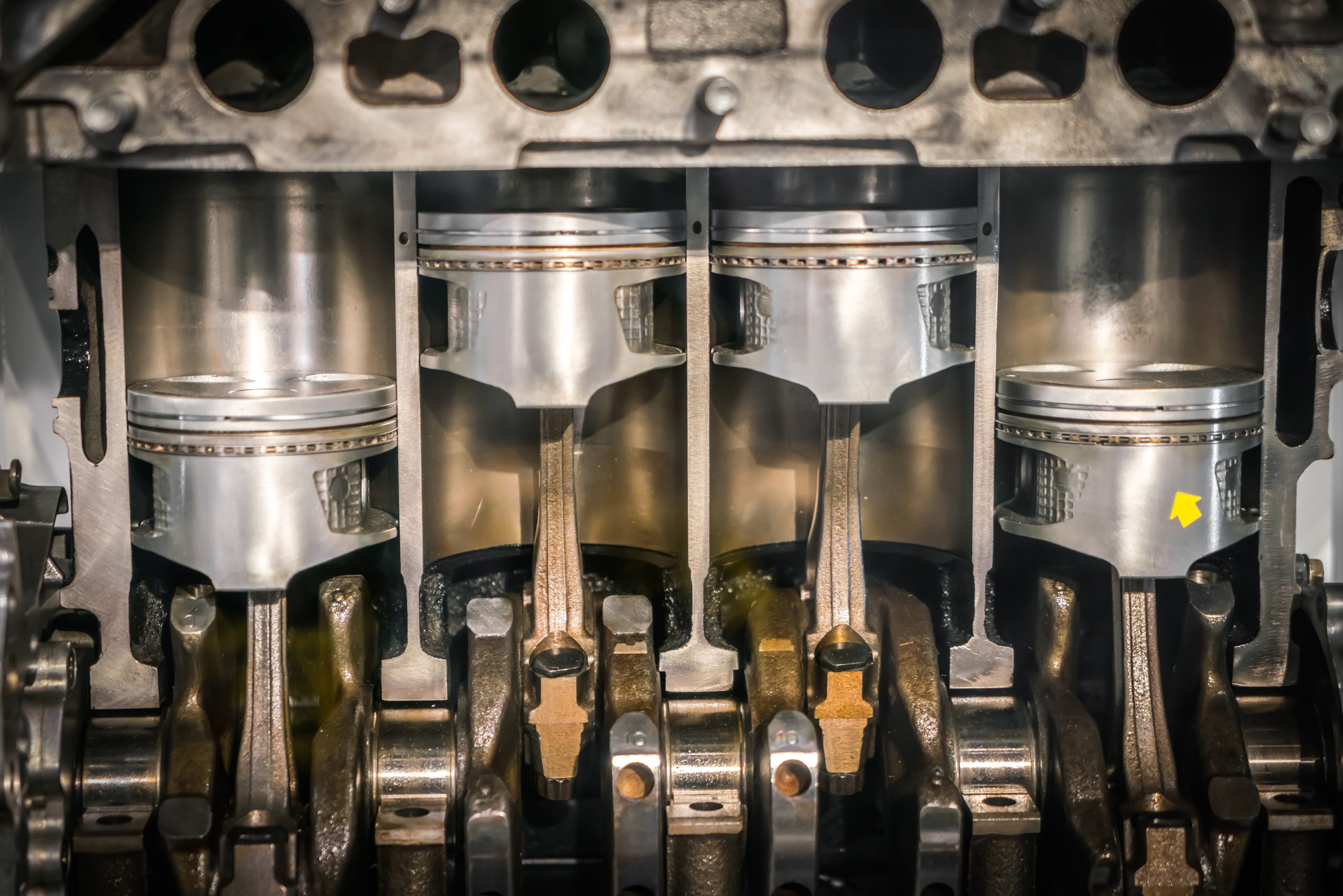 Coupe piston moteur - reconstruction Mitosaldaite